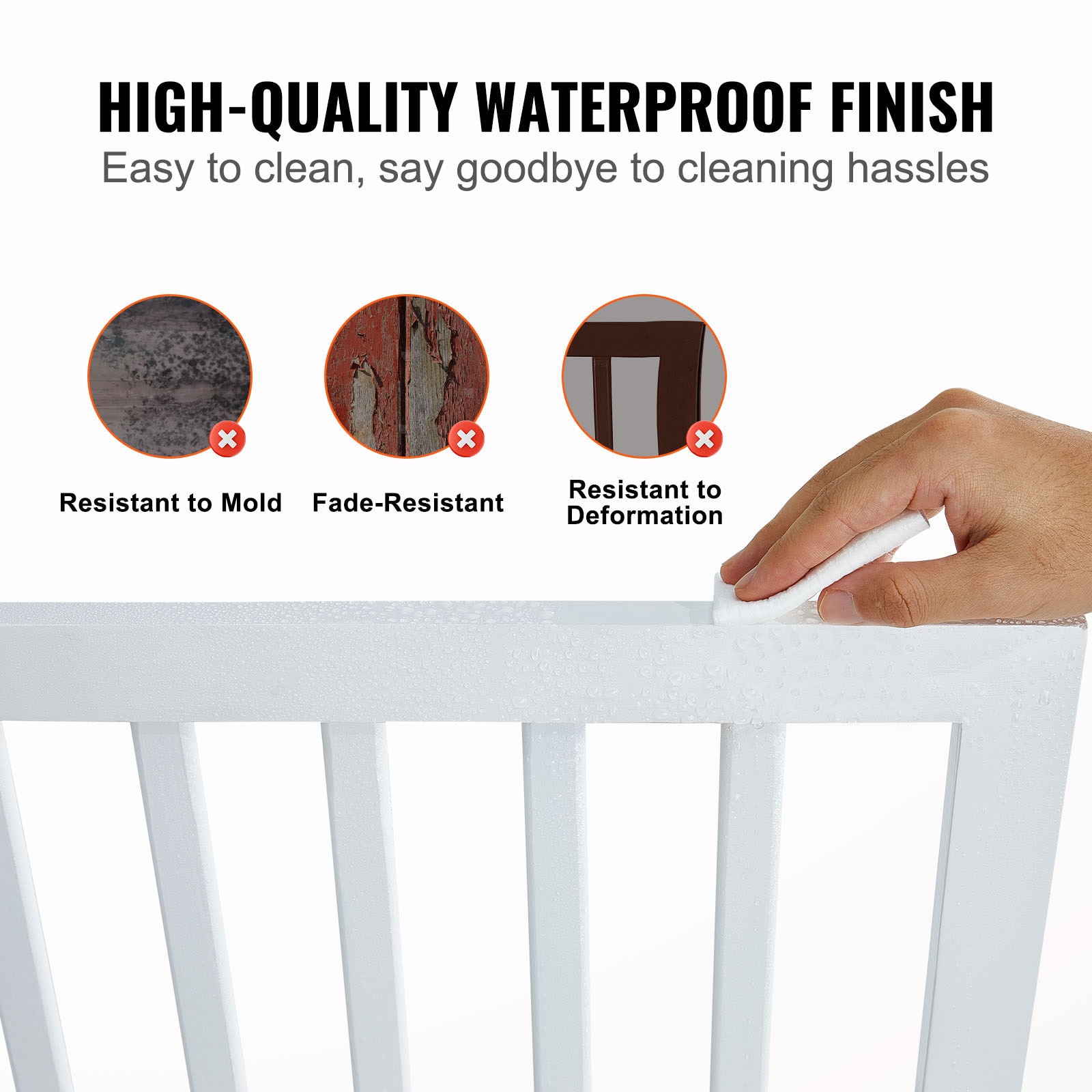 Foldable Freestanding Dog Gate White 4 Panels For Pet Safety_voghion.com